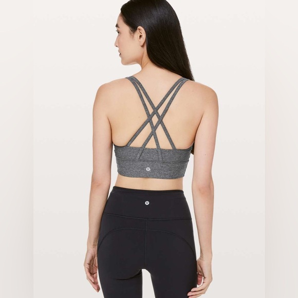 Lululemon Energy Bra *Long Line-Heathered Black - Picture 2 of 8